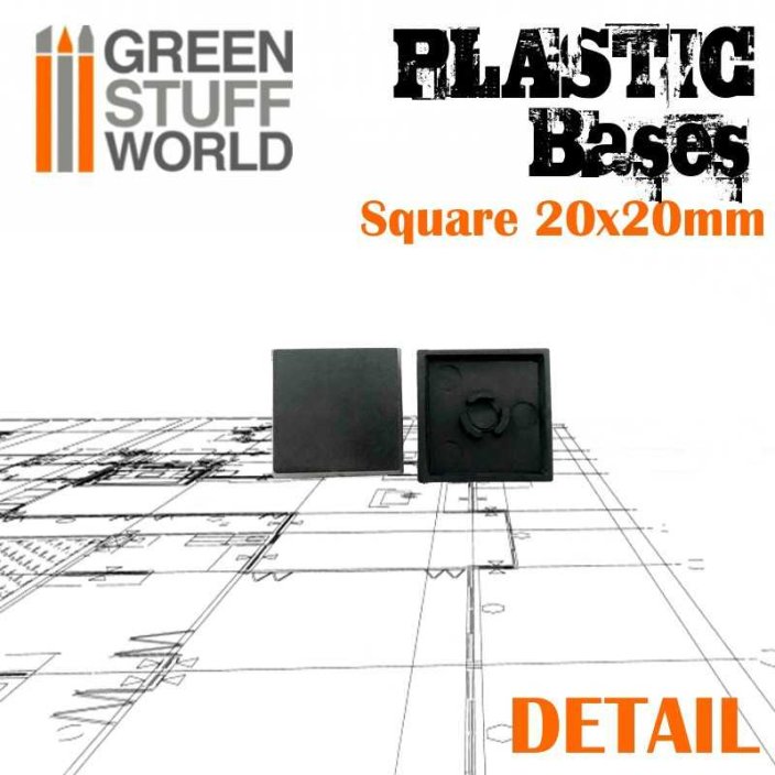 Plastic Square Bases 20mm