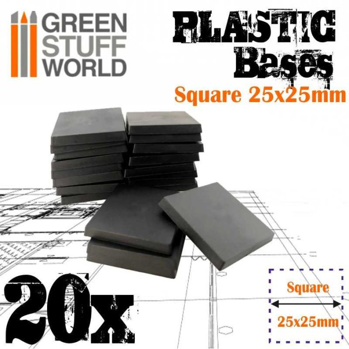 Plastic Square Bases 25mm