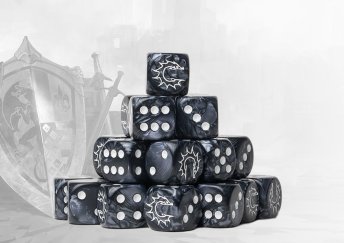 Conquest Logo on Dark Grey Marbled Dice - 24 per pack