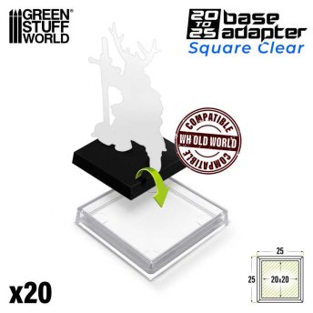 Plastic CLEAR Square Hollow Base 25mm