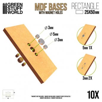 MDF Bases - Rectangle 25x50mm