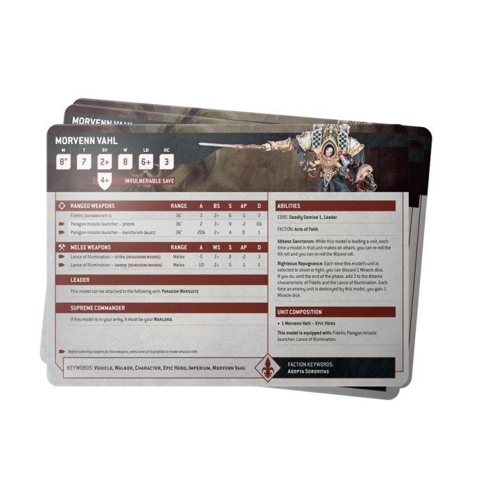 Adepta Sororitas Datasheet Cards
