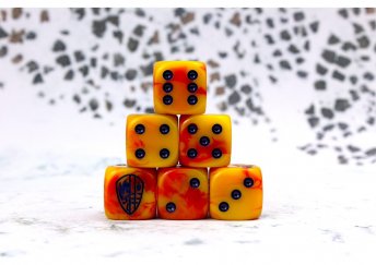 Hundred Kingdom Faction Dice On Red Swirl