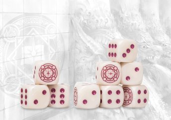 Sorcerer Kings Logo on Magenta Marbled Dice - 24 per pack
