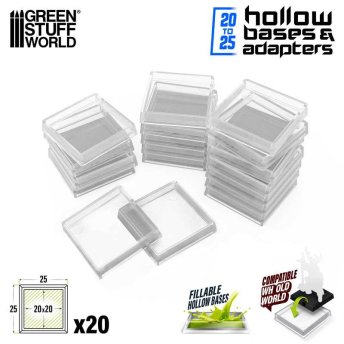 Plastic CLEAR Square Hollow Base 25mm