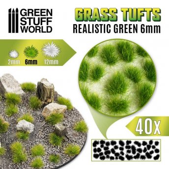 Trsy trávy - 6mm - Realistic Green