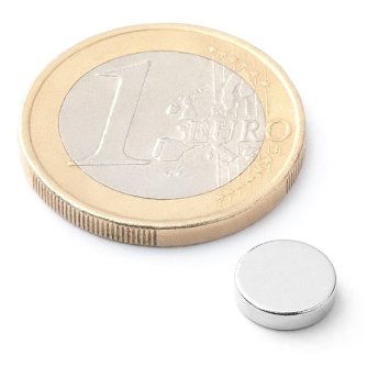 Magnet priemer 8mm, výška 2mm, 10ks