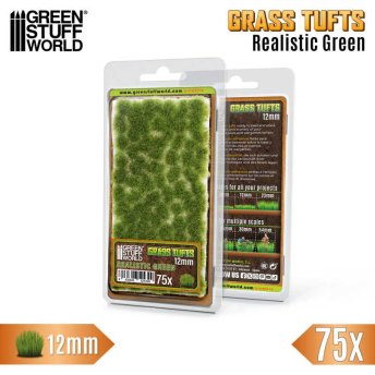 Static Grass Tufts 12 mm - Realistic Green