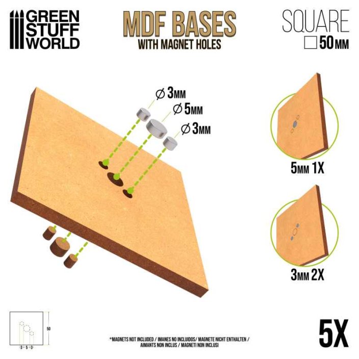 MDF Bases - Square 50 mm