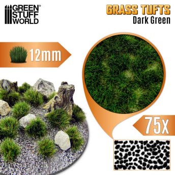 Static Grass Tufts 12 mm - Dark Green