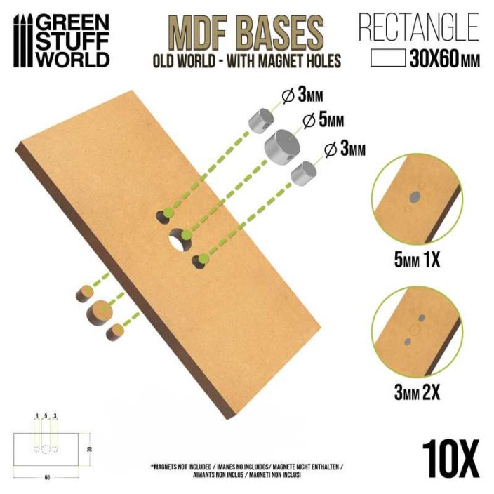 MDF Bases - Rectangle 30x60mm