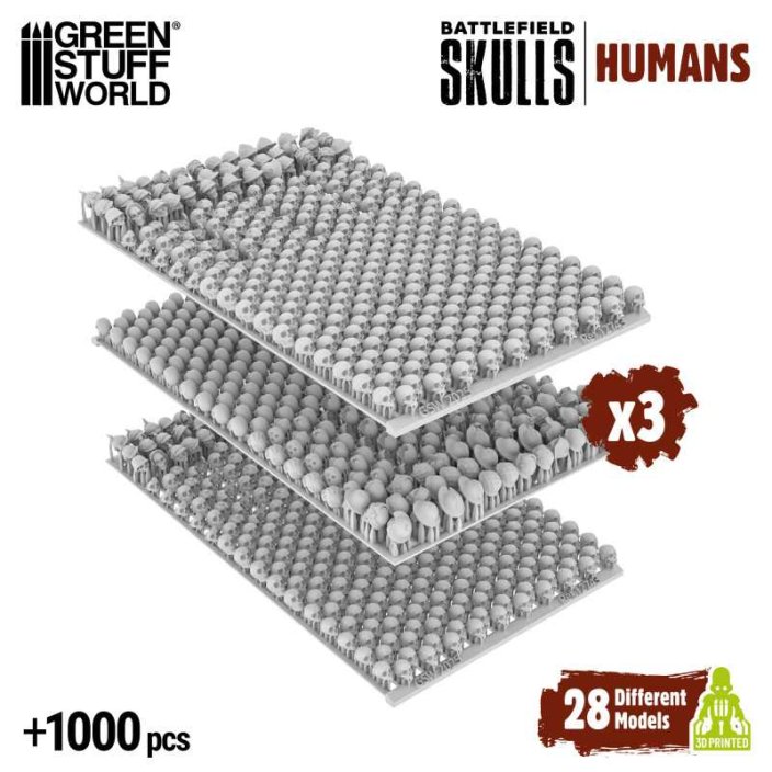 1000x Battlefield Resin Skulls 1:48-1:35