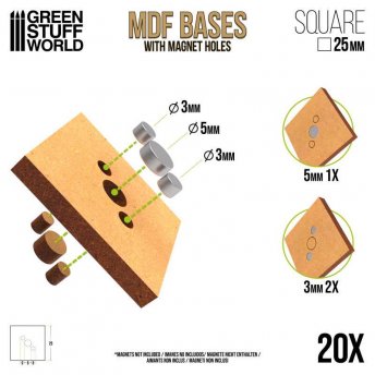 MDF Bases - Square 25mm