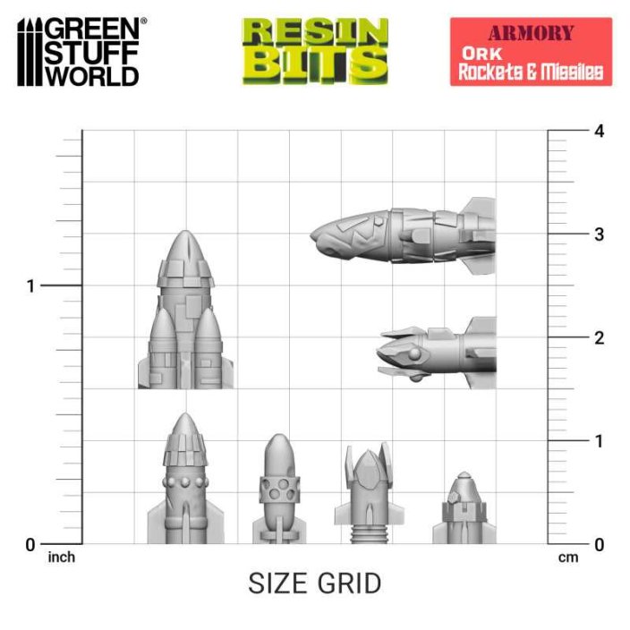 3D printed set: Ork Rockets and Missiles