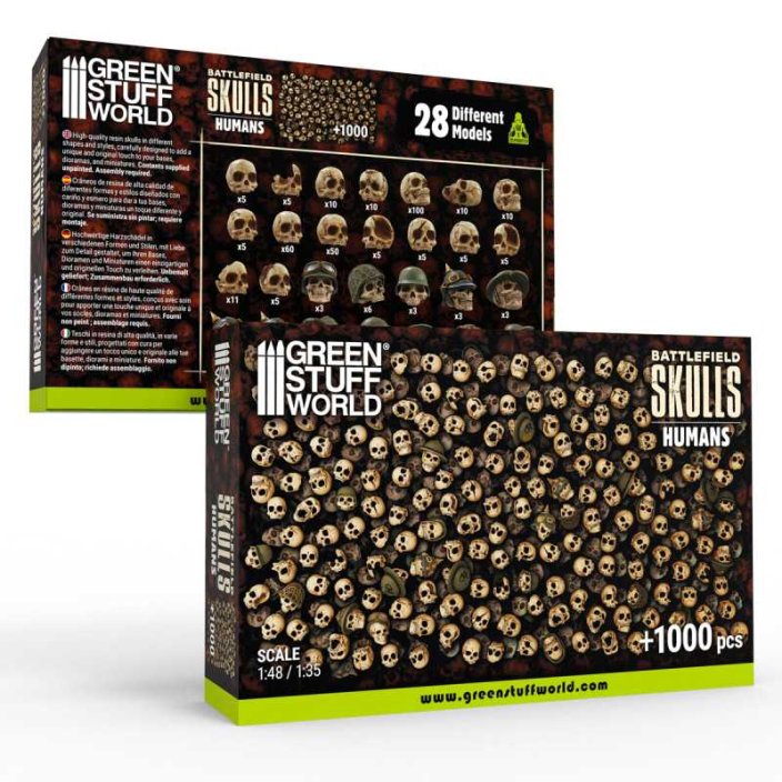 1000x Battlefield Resin Skulls 1:48-1:35
