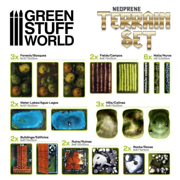 2D Neoprene Terrain set - 22 pieces